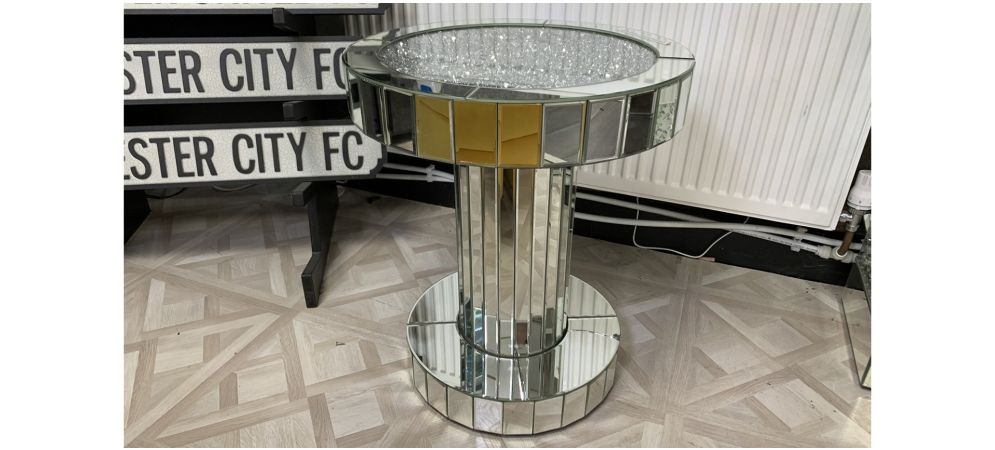 Crushed glass store side table