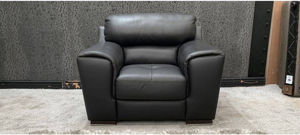 Sisi Italia Semi Aniline Leather, Grey Leather Armchair
