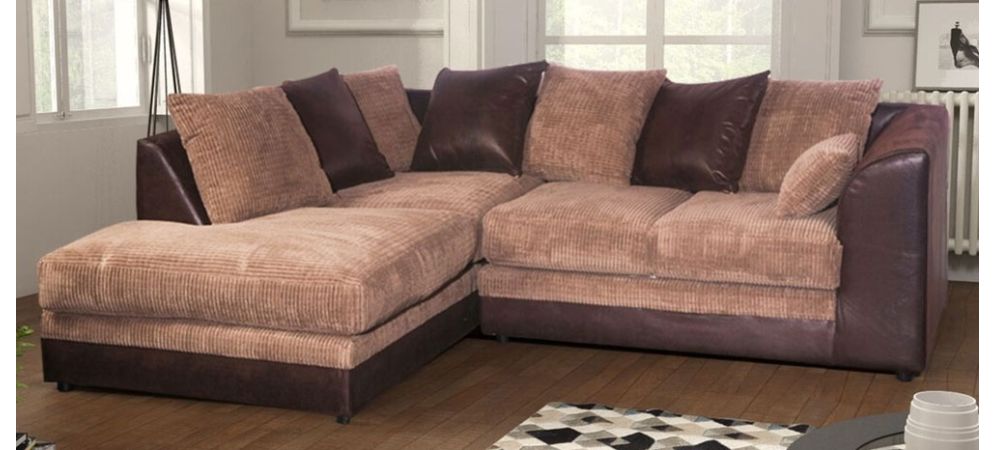 Brown suede deals corner sofa