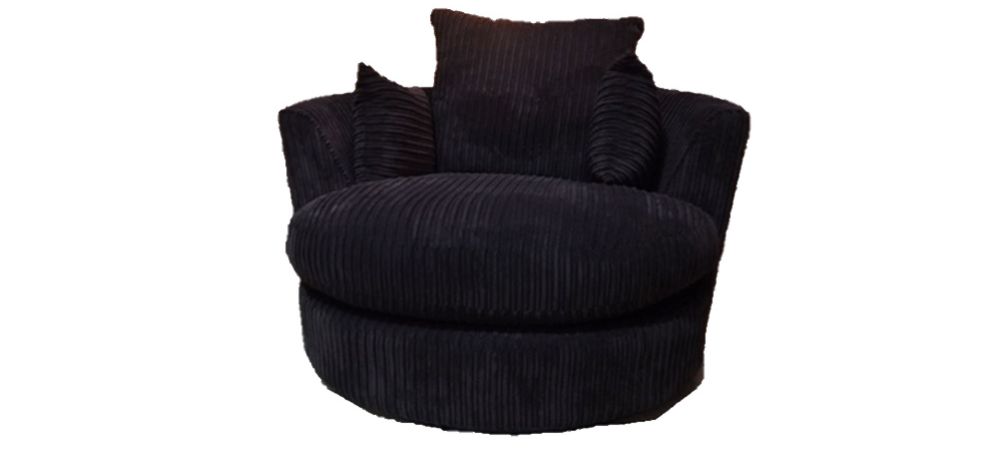 Dylan Swivel Armchair Black Jumbo Cord Delivery in 8 Weeks