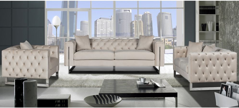 Beige tufted clearance sofa set