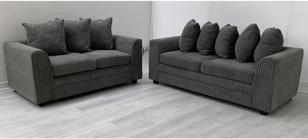 Dylan 3 2 Seater Grey Jumbo Cord Leather Sofa World