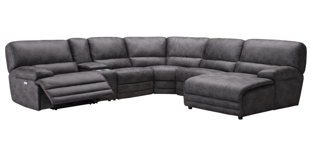 Francesca Charcoal Grey Large 2c2, Corner Sofa With Recliner And Chaise Lounge