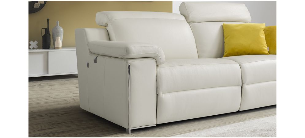 White leather recliner sofa set hotsell