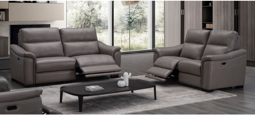 Full Leather Electric Recliner Armchair, Grey Leather Sofa And Armchair