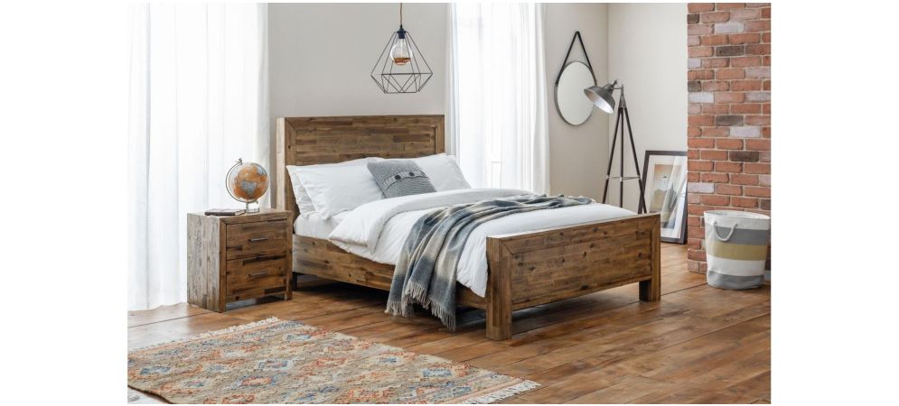 Hoxton rustic oak wooden bed frame sales
