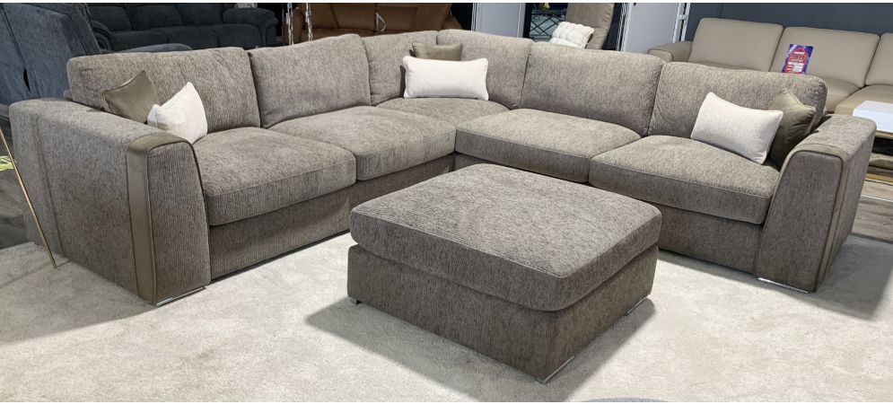 Napoli 2c2 Brown Fabric Corner Sofa With Chrome Legs Plus Footstool Other Colours And Combinations Available Leather Sofa World