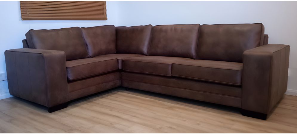 Luisa Tan LHF Square Arm Corner Sofa In Quality Durable Material Leather Sofa World