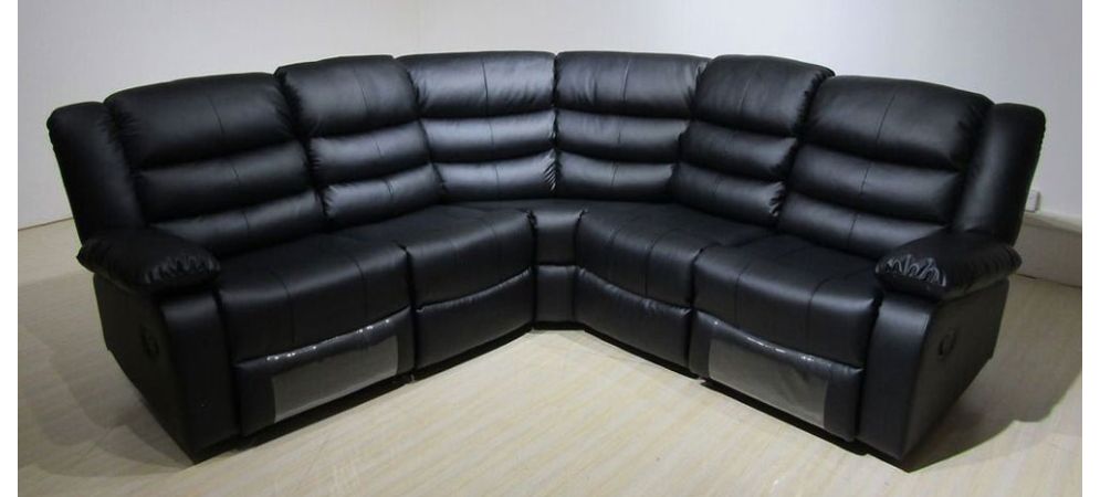 Black leather corner sofa recliner 2025