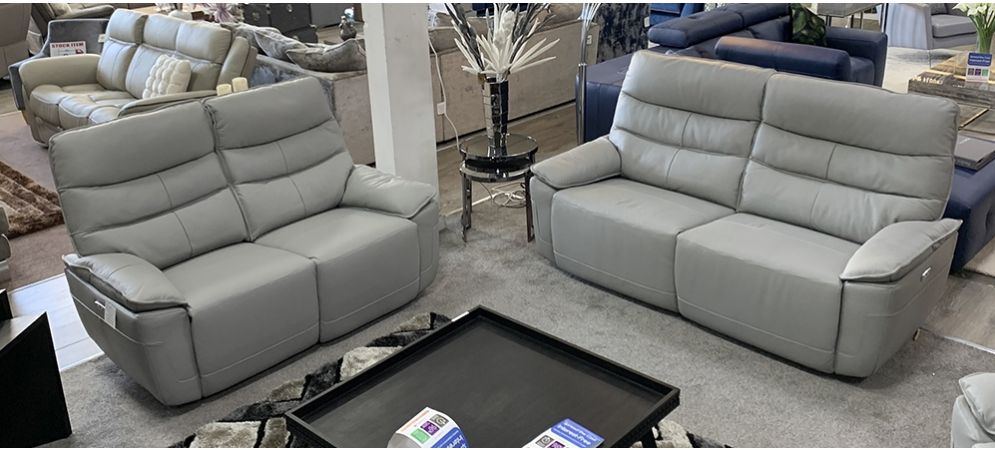 Kadiz Electric Recliner Leather Sofa Set 3 2 Seater Grey Power Headrests And Usb Charge Points World Kadiz Electric Recliner Leather Sofa, Grey Leather Sofa Recliner Set