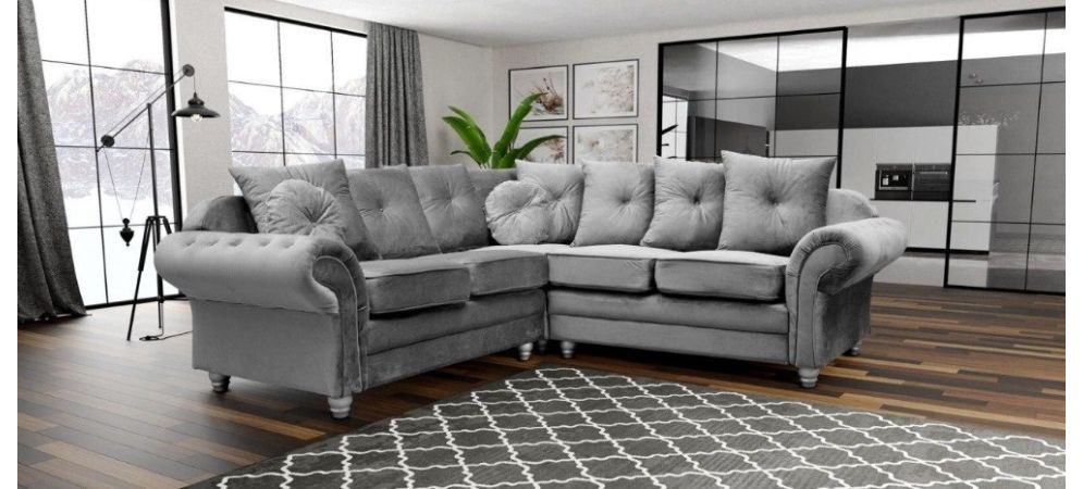 Knightsbridge Large Fabric Corner Sofa Grey 2c2 Leather Sofa World