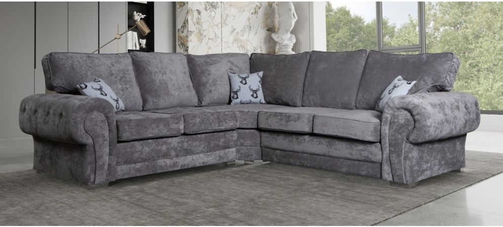 Grey suede top corner sofa