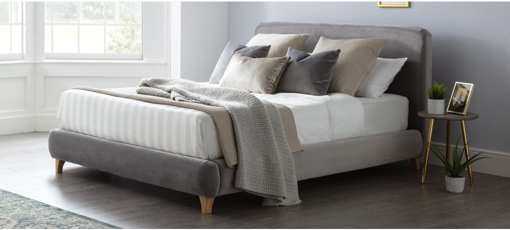 Madrid Bed Frame King 5ft Grey Leather Sofa World Madrid Bed Frame King 5ft Grey, Manhattan Titanium King Size Bed