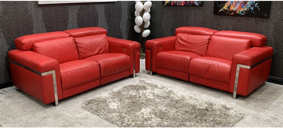 Bocelli Electric Recliner Semi Aniline Leather Sofa Set 2 Seater Top Headrests Have Black Marks And Other Scuffs See Images Used Ex Display Showroom Model 46774 World Bocelli Electric Recliner Semi Aniline, Semi Leather Sofa Set