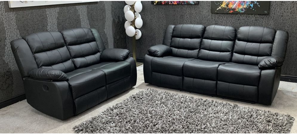 Bonded Leather 3 2 1 Sofa, Black Leather Sofa 3 2 1