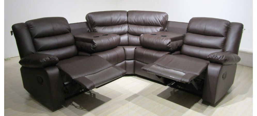 Leather recliner corner shop sofa