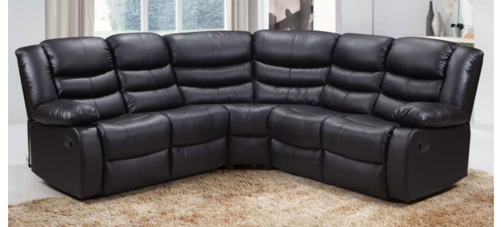 Black leather online couch recliner