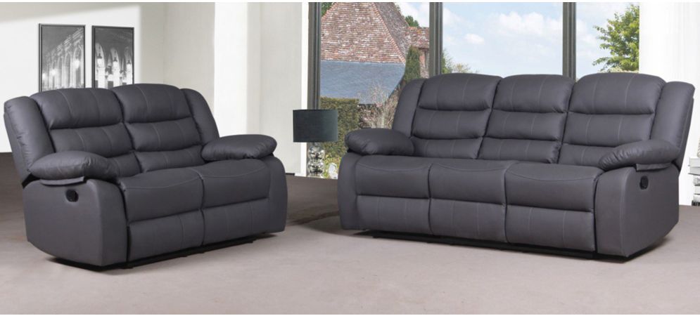 Grey leather recliner sofa new arrivals set