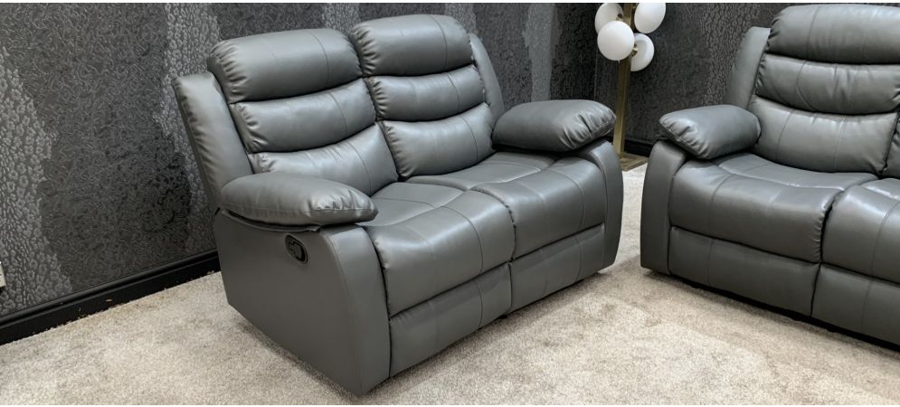 Roman Recliner Leather Sofa 2 Seater, Grey Leather Reclining Sofa Set
