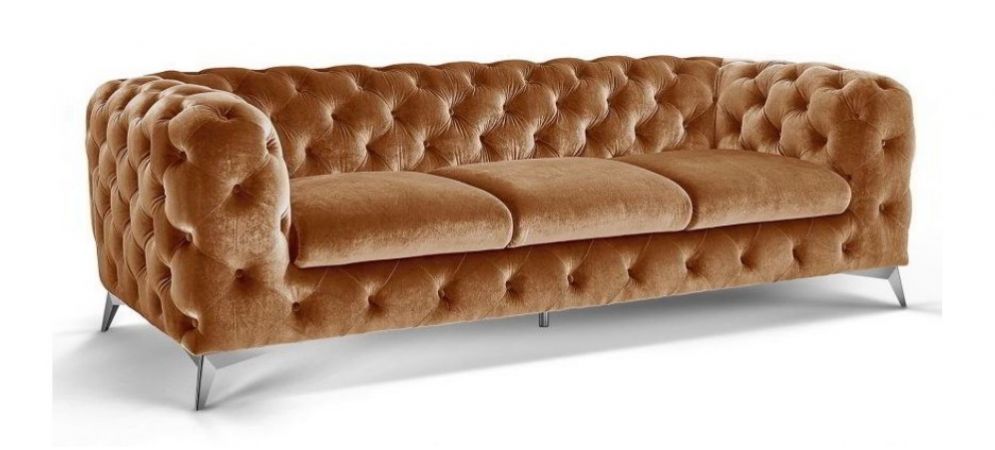 Sandringham Fabric Sofa Set 3, Gold Leather Sofa