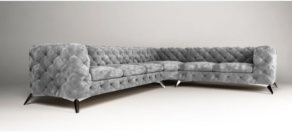 Sandringham Fabric Corner Sofa RHF Grey 3C2 | Leather Sofa ...