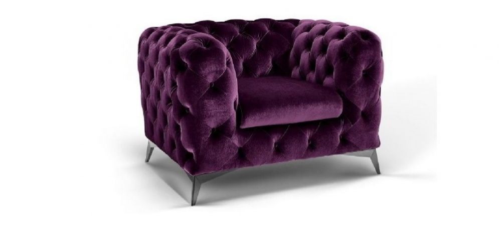 Sandringham Fabric Armchair 1 Seater, Purple Leather Chair