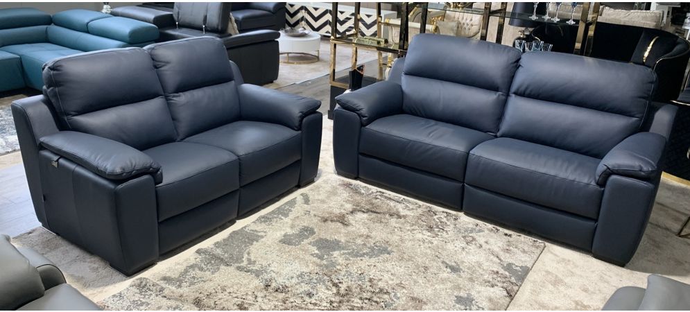 Navy blue leather sofas hotsell for sale