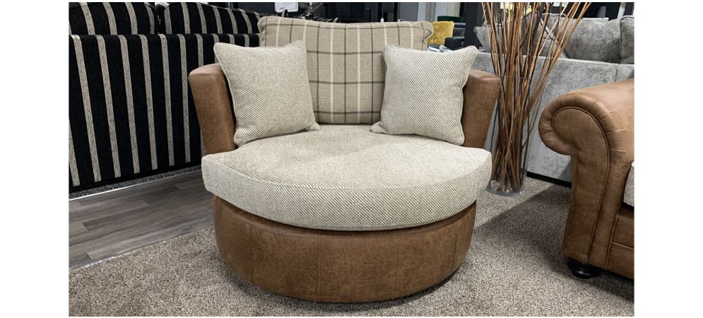 Brown swivel cuddle chair sale