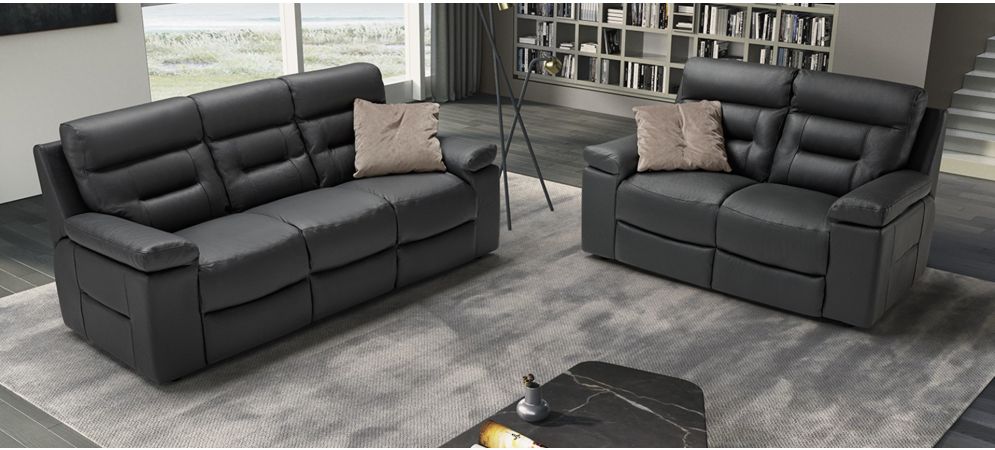 Amalfi Black Leather 3 2 Sofa Set Leather Sofa World