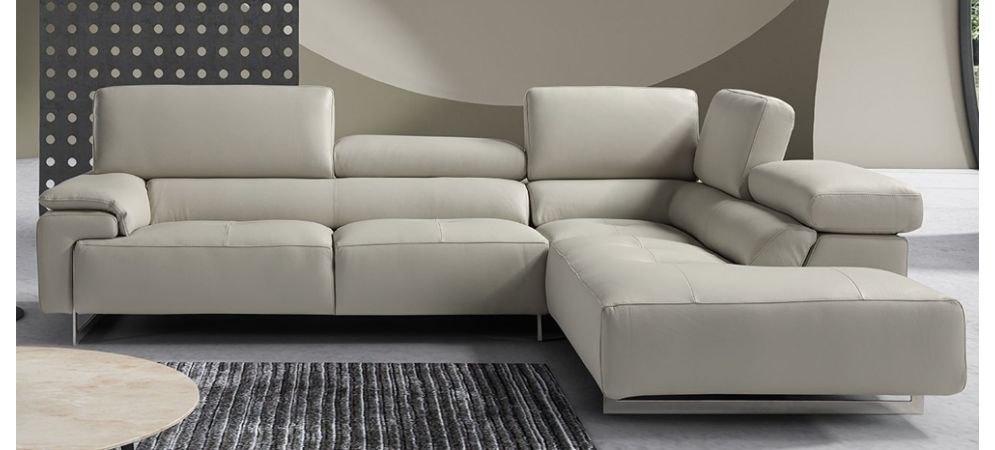 Wish Light Grey Newtrend Italian Semi, Black Leather Corner Sofa Used