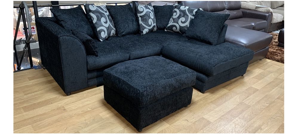Corner sofa with pouffe best sale