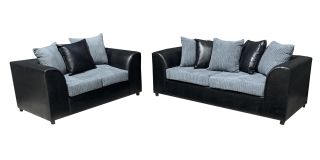 Dylan 3 + 2 Seater Black And Grey Portobello Cord