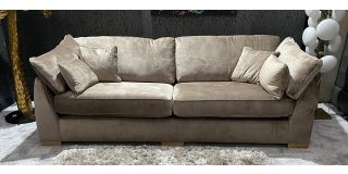 Fargo Fabric Sofa 4 Seater Brown Plush Fabric Formal Back With Side Scatter Cushions