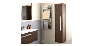 Linen Tall Unit With Rust Effect Exterior And Tempered Glass Shelves – Missing Handles - Ex-Display Showroom Model – 2 Available 49438