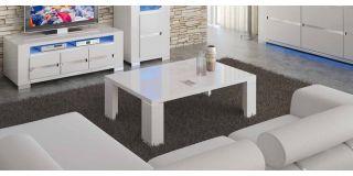 Elegance Diamond White Coffee Table With Glass Top