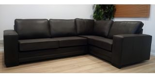 Luisa RHF Square Arm Corner Sofa In Black Bonded Leather