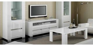 Elegance White Three Door TV Unit Assembled