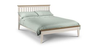 Salerno Shaker Bed - Two Tone - Stone White Lacquered Base with Light Oak Coloured Top - Other Sizes Available - 90cm 135cm 150cm