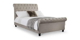 Ravello Deep Button Scroll Bed - Mink Chenille - Other Sizes Available - 135 cm 150cm