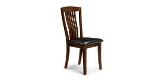 Canterbury Dining Chair - Brown Faux Leather - Mahogany Coloured Stain with Lacquered Finish - Solid Malaysian Hardwood