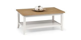 Davenport Coffee Table - Oak Veneered Top with an Ivory Lacquered Base - Solid Malaysian Hardwood and Veneers