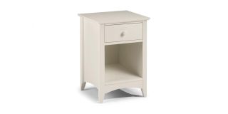 Cameo 1 Drawer Bedside - Stone White - Stone White Lacquer - Solid Pine with MDF