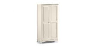 Cameo 2 Door Wardrobe - Stone White - Stone White Lacquer - Solid Pine with MDF