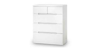Manhattan 3+2 Drawer Chest - White - White High Gloss Lacquer - Lacquered MDF