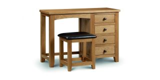 Marlborough Oak Single Pedestal Dressing Table - Waxed Oak - Solid Oak with Real Oak Veneers