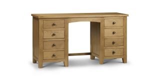 Marlborough Oak Twin Pedestal Dressing Table - Waxed Oak - Solid Oak with Real Oak Veneers