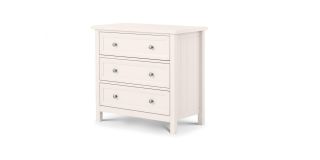 Maine 3 Drawer Chest - Surf White - Pure White Lacquer - Solid Pine with MDF