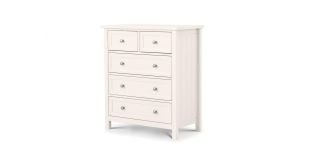 Maine 3+2 Drawer Chest - Surf White - Dove Grey Lacquer - Solid Pine with MDF