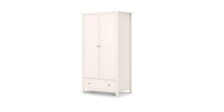 Maine 2 Door Combination Wardrobe - Surf White - Pure White Lacquer - Solid Pine with MDF