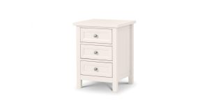 Maine 3 Drawer Bedside - Surf White - Pure White Lacquer - Solid Pine with MDF